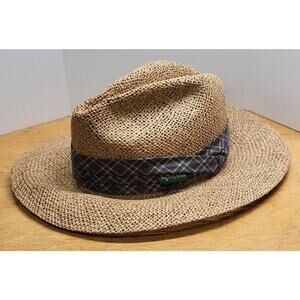 Chi Chi Rodriguez Mens Straw Golf Hat Plaid Band One Size Vintage
